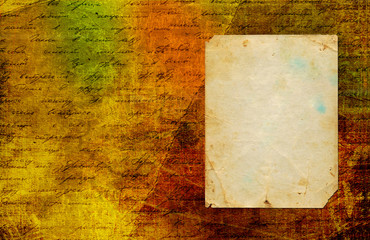 Grunge abstract paper background with old photo and handwrite te