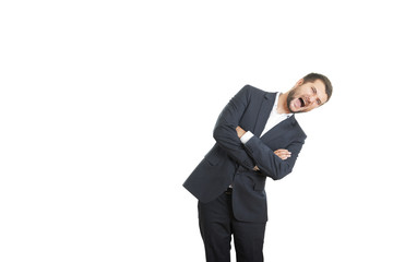 emotional businessman screaming