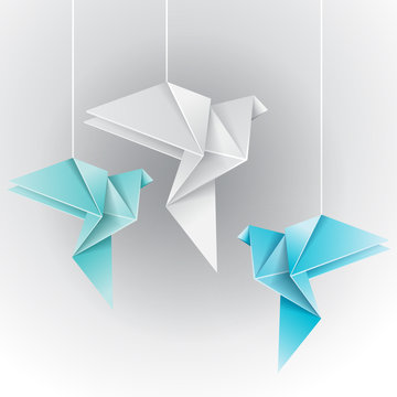 Origami different color dove