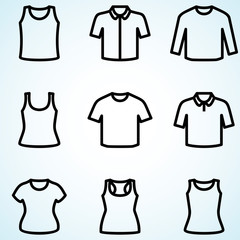 Set of t-shirts icon vector