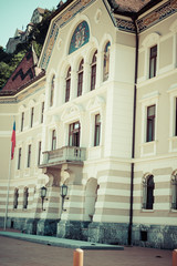 Downtown of Liechtenstein kingdom capital,Vaduz, tiny country 