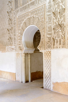 Datail of The Ben Youssef Madrasa in Marrakesh, Morocco