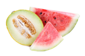 Melon and watermelon isolated on white