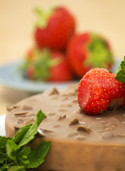 Chocolate cake with strawberries