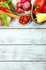 Summer frame with fresh organic vegetables and fruits