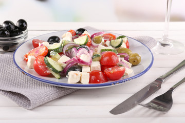 Greek salad served in plate