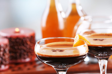 Espresso cocktail served on table