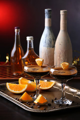 Espresso cocktail served on table