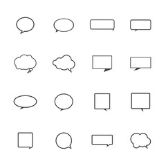 Speech bubble icons on white background.