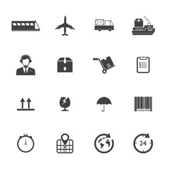 Black and White Logistics icons