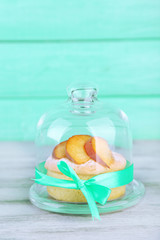Tasty mini cake with fresh peach