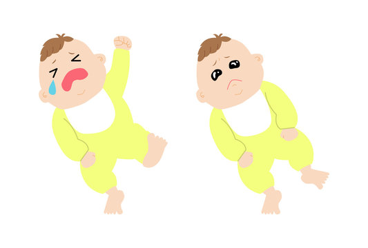 A set of baby images in his/her tantrum