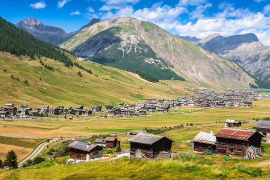 view of Livigno valley in summer