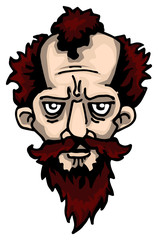 vil man with beard and mustache, character head