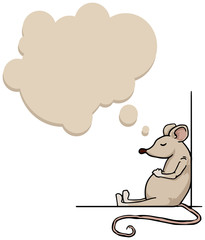 Little cute mouse, chilling, and thinking