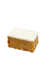 carrot and nut cake on white background