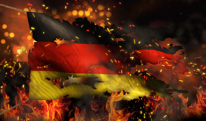 Germany Burning Fire Flag War Conflict Night 3D