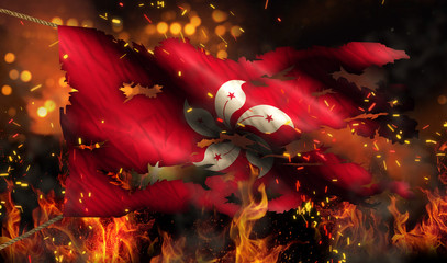 Hongkong Burning Fire Flag War Conflict Night 3D