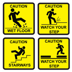 Caution signs, yellow
