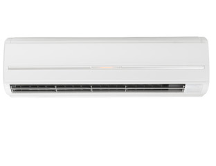 white wall type air conditioner isolated on white