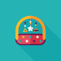 Baby crib hanging toy flat icon with long shadow,EPS 10