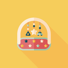 Baby crib hanging toy flat icon with long shadow,EPS 10