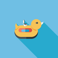 duck  Swim ring flat icon with long shadow,eps10