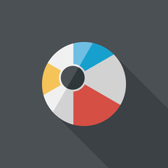 Obraz premium Beach ball flat icon with long shadow