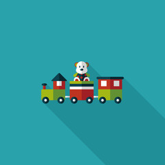 Train toy flat icon with long shadow,EPS 10