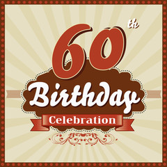 60 years celebration, 60th happy birthday retro style card