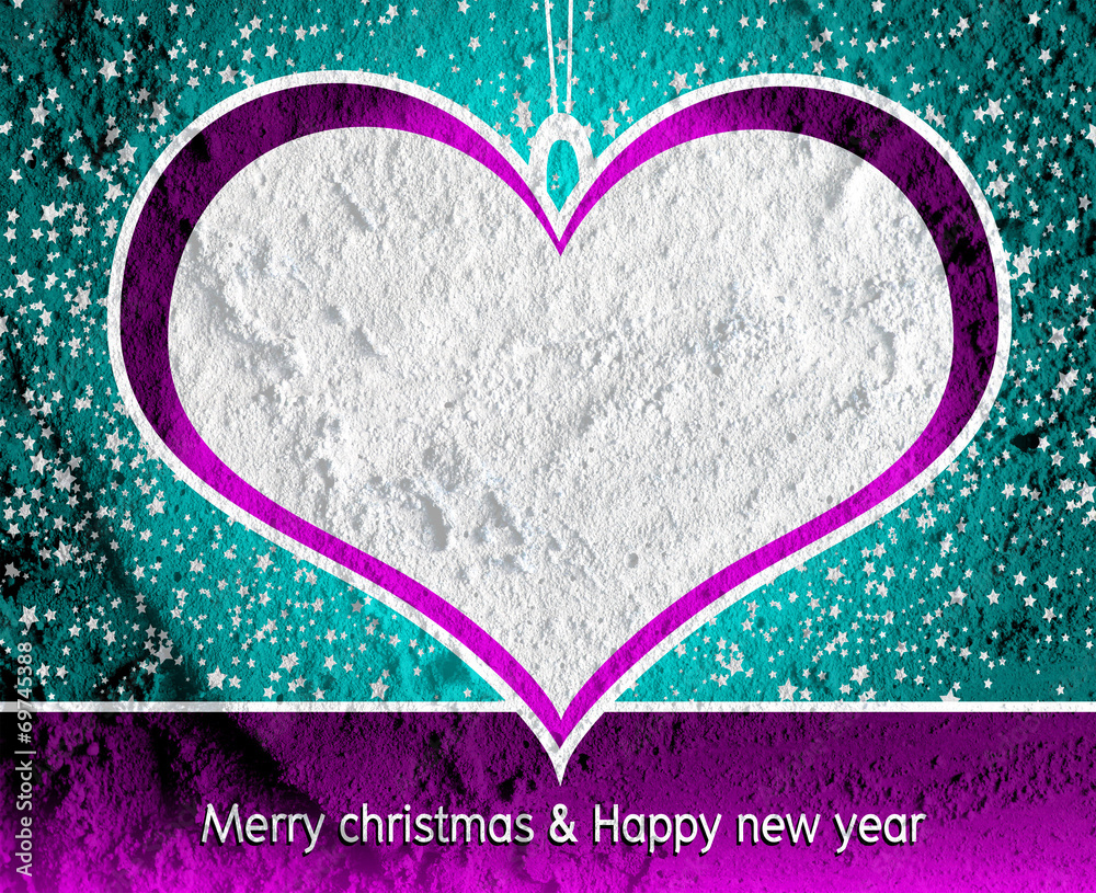 Wall mural Merry Christmas And Happy New Year card  on Cement wall Backgrou