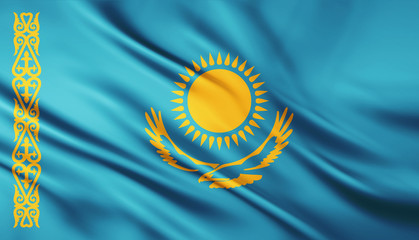 The National Flag of the kazakhstan - obrazy, fototapety, plakaty