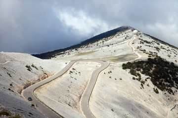 The road to peak of Mont Ventoux in Provence, South France