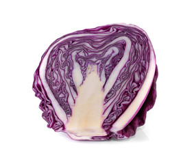 sliced red cabbage isolated on white