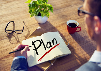 A Man Brainstorming about Plan Concept