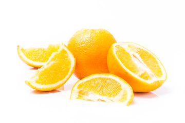 Orange fruit isolated on white background with space for your cr