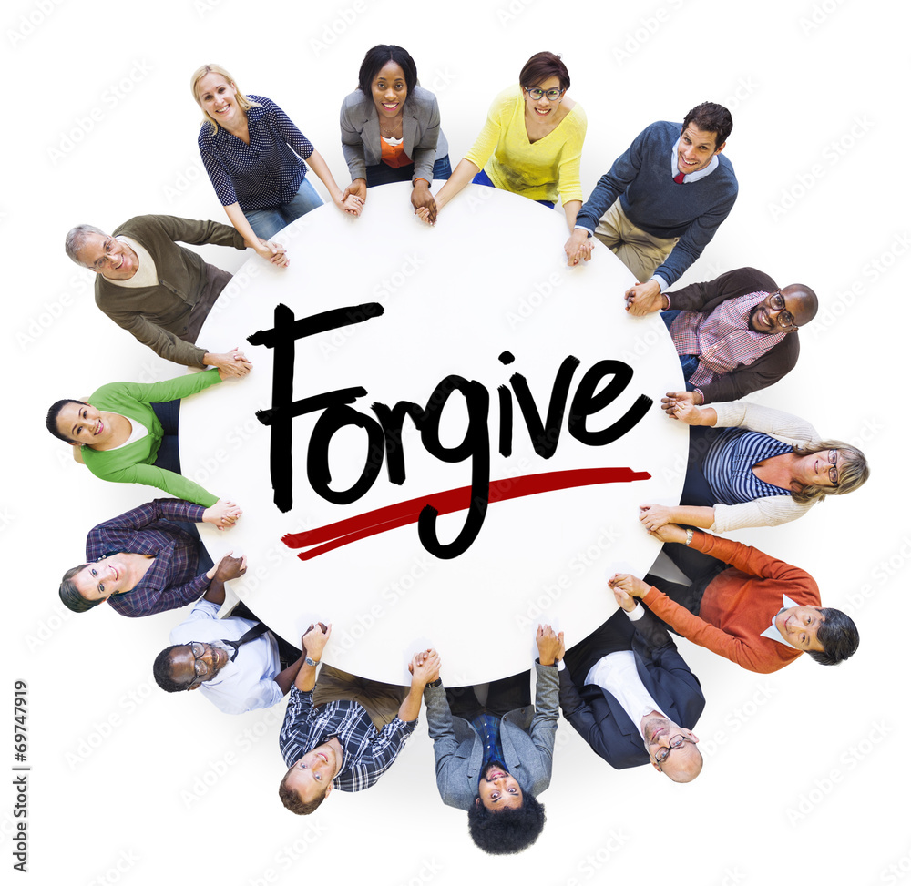 Sticker diverse people holding hands forgive concept - Stickers