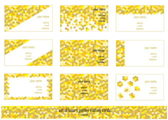 set of golden visiting cards