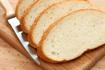 Slices of bread with sesame seeds
