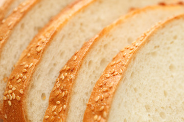Slices of bread with sesame seeds