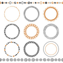 Set of hand drawn doodle frames