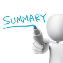 summary word written by 3d man