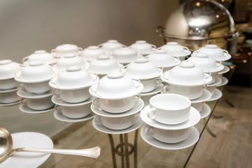 white cups on the table