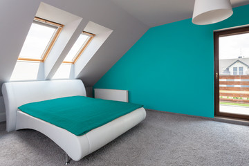 Blue and white modern bedroom