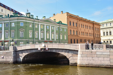 Naklejka premium Набережная реки Мойки. Второй Зимний мост через Зимнюю канавку