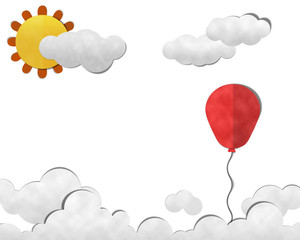 Fototapeta na wymiar Balloon in Sky, Paper Art