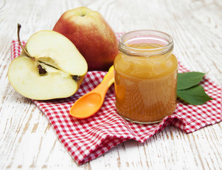 Apples puree in jar