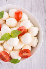 mozzarella with tomato and basil