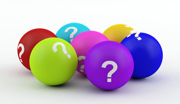 Colorful balls with Question Marks
