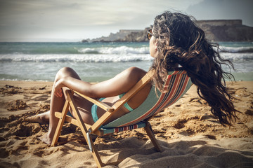 sunbathing at the beach